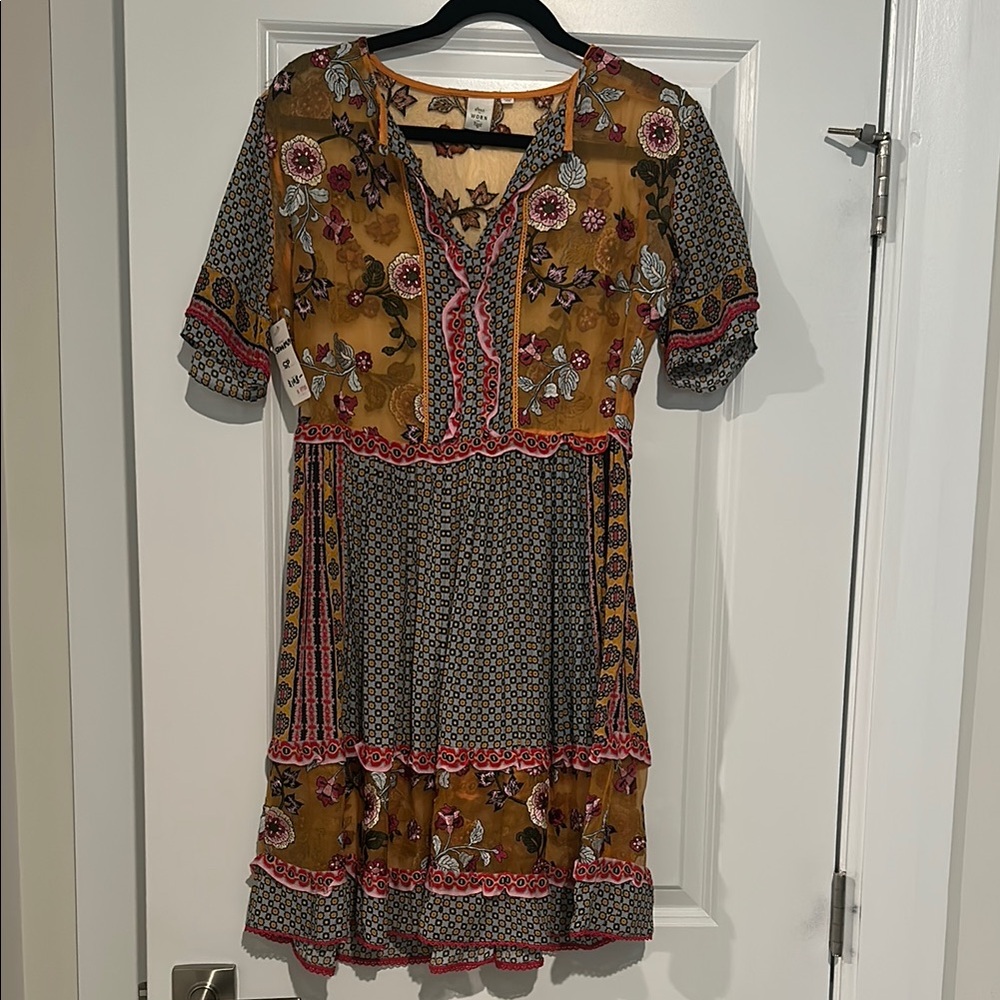 NWT Anthropologie Floral Embroidered Bohemian Dress